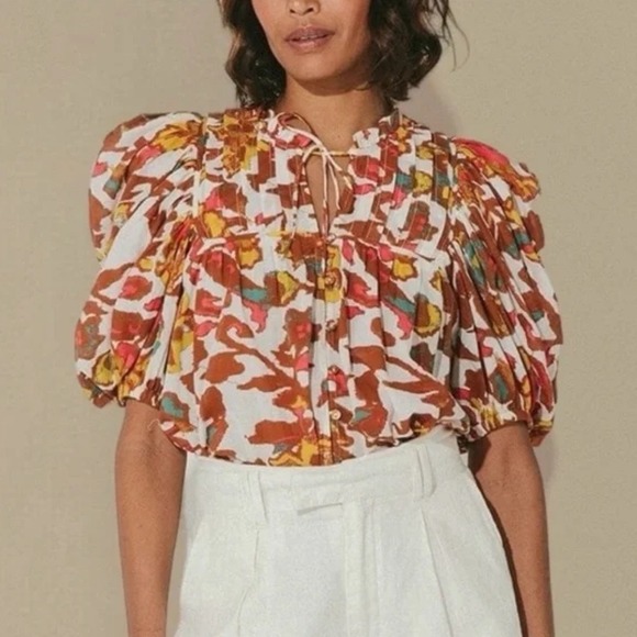 Cleobella Tops - Cleobella‎ Zola Blouse Women's Large Shea Multi Floral Art Print MSRP $296